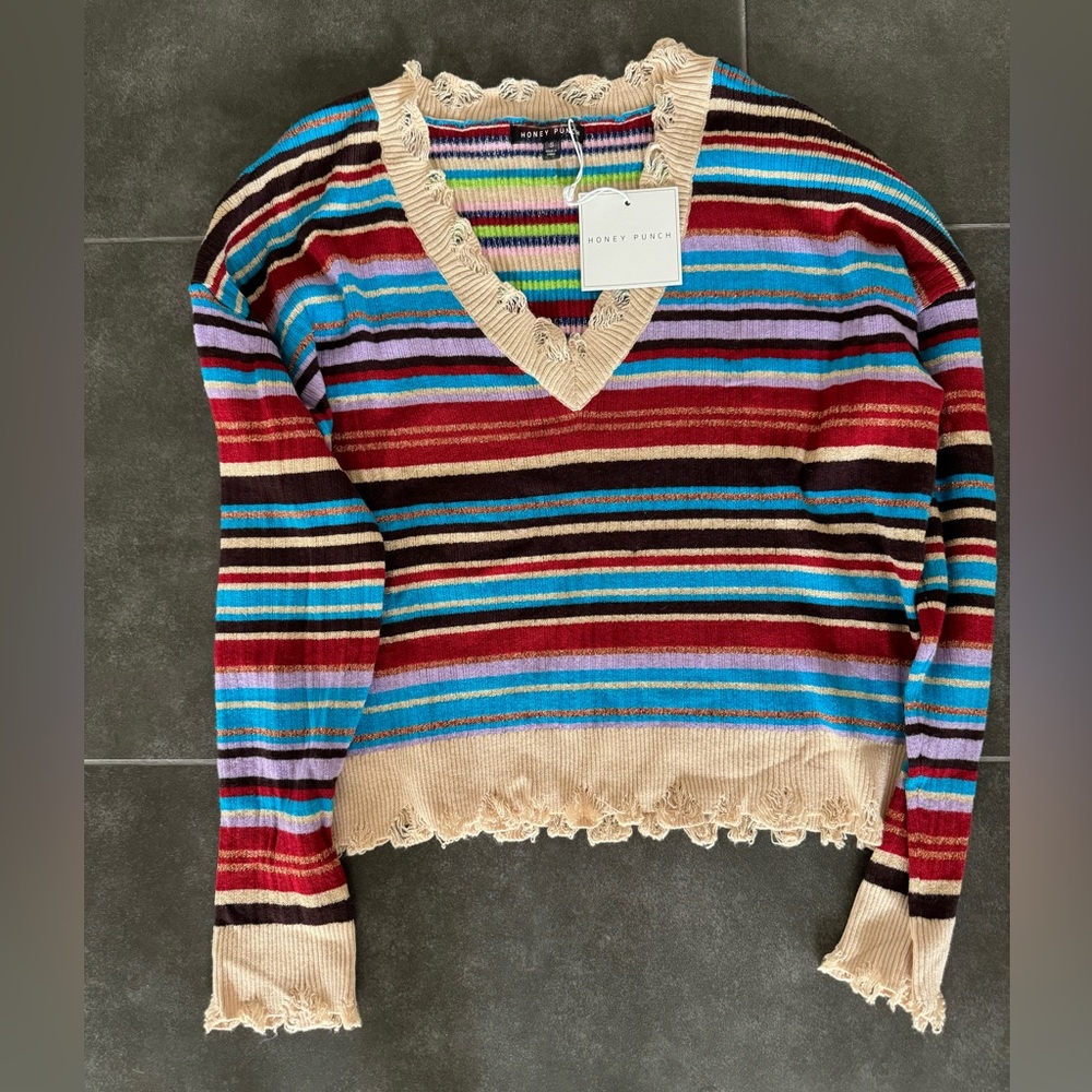 Honey Punch Stripe Sweater Size Small